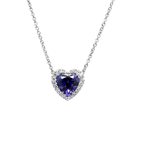 18K Tanzanite Diamond Heart Pendant on Chain